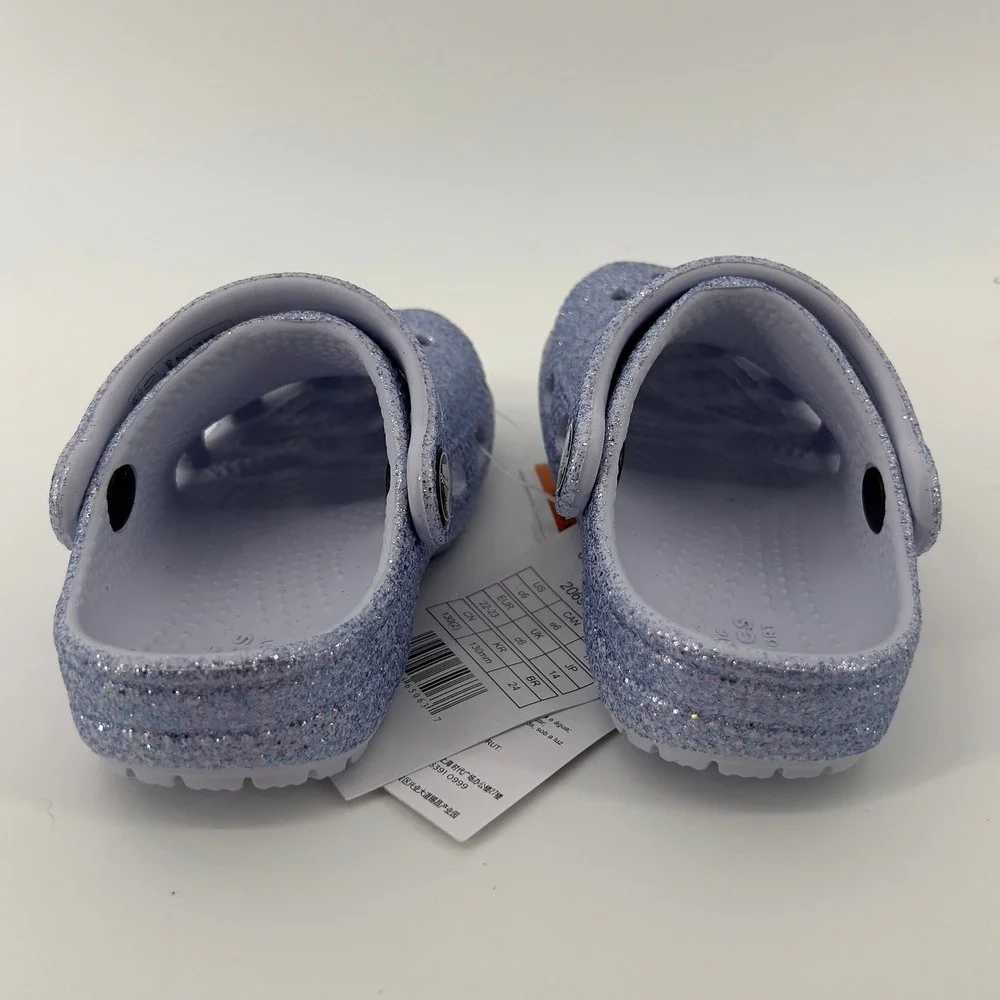 Crocs Classic Glitter Clog Frosted Glitter 6 Toddler C6 Kid Purple Sparkle NWT